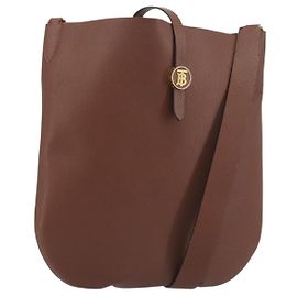 Bolso de Hombro BURBERRY de Cuero Marrón Oro Auth 190339A