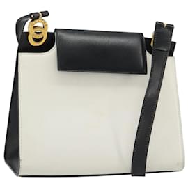 CELINE Circle Shoulder Bag Leather White Gold Auth 189542A - Céline