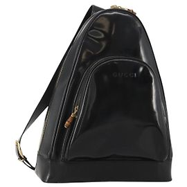 Borsa Bamboo GUCCI in pelle vernice Nera Auth 188102