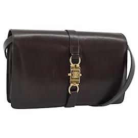 Bolso de hombro CELINE de piel marrón oro Auth ka5038 - Céline