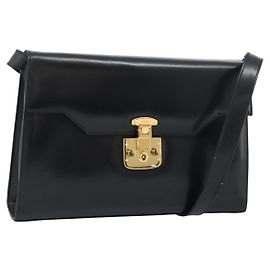Borsa a Spalla GUCCI in Pelle Nera Oro 004 33 0450 Auth ep14923