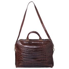 Autre Marque Borsa a mano con manico superiore in pelle di coccodrillo marrone Pierre Cardin