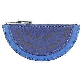 Hermès Monedero de piel de cabra azul Hermes