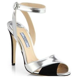 Prada Metallic-Leder und Wildleder-Strap-Heels