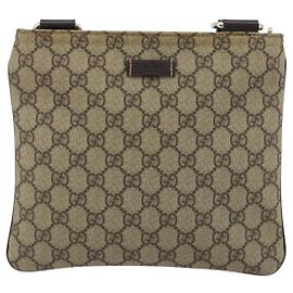 Bolsa de ombro Gucci Zip Top Messenger em lona GG com couro Médio