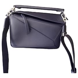Loewe Puzzle Small Borsa in pelle blu navy