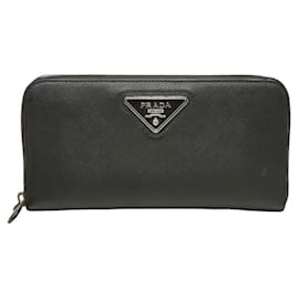 Cartera larga Prada en piel Saffiano negro