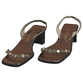 Sandales Yves Saint Laurent en cuir bronze à talon bloc