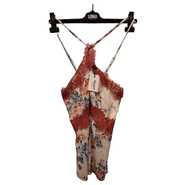 Autre Marque Top Velmar de seda estampado floral y encaje