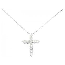 Autre Marque Collana con Croce in Diamanti in Oro Bianco Au750