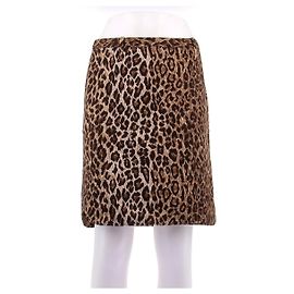 Falda de algodón Dolce & Gabbana estampado animal marrón Talla 42