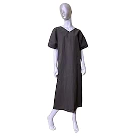 SOFIE D'HOORE Midi-Kleid Disa mit V-Ausschnitt in Dunkelgrau