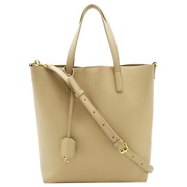 Saint Laurent Neutral Toy Shopping Leder-Tote-Bag