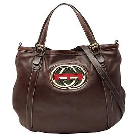 Gucci Borsa a tracolla GG New Brit Sherry Line marrone scuro