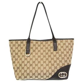 Gucci Sacola tote New Brit em canvas GG marrom