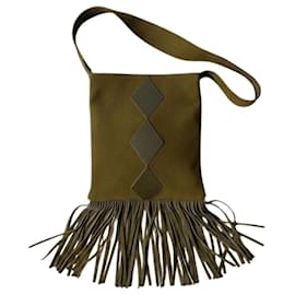 Bolso de hombro de ante kaki con flecos Great by Sandie - Autre Marque