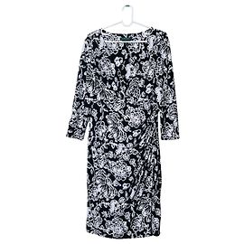 Lauren Ralph Lauren Kleid mit floralem Muster in Schwarz-Weiß und Rüscheneffekt