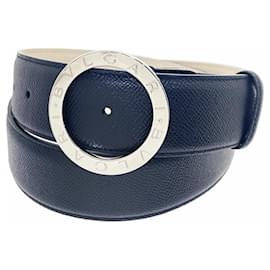 Cintura Bvlgari in pelle nera con fibbia rotonda - Bulgari
