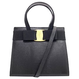 Borsa a mano 2-Way in pelle con stampa Vara Ribbon Salvatore Ferragamo