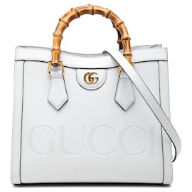 Borsa Diana Gucci in pelle di vitello bianca e bambù, misura Medium
