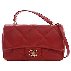 Chanel Red Small Lambskin Easy Carry Flap