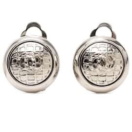 Orecchini a clip rotondi Chanel Silver CC in ottone