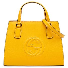 Borsa tote convertibile Gucci Soho in pelle di vitello gialla, misura Medium