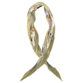 Hermès Green Les Chevaux des Moghols Pleated Silk Scarf