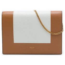 Céline Celine Ledergeldbörse mit Rahmen und Kette in Braun