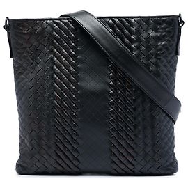 Bottega Veneta Borsa a tracolla in pelle nera Intreccio Imperatore