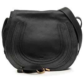 Chloé Marcie Saddle Crossbody in pelle di vitello a grana media nera