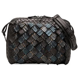 Bottega Veneta Borsa a tracolla Nodini con frange e borchie in nappa Intrecciato multicolore metallizzato viola