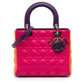 Dior Rosa Medium Tricolor Lambskin Cannage Lady Dior