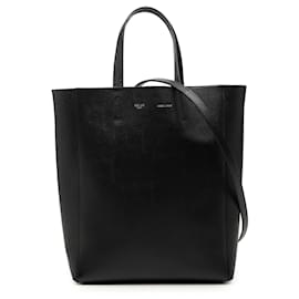 Celine Vertikaler Cabas aus schwarzem, fein genarbtem Kalbsleder, Small - Céline