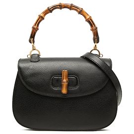 Gucci Piel de becerro granulada negra Bamboo Night