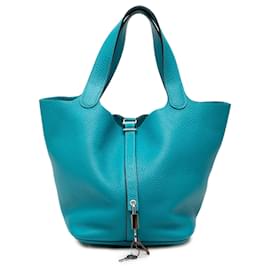 Hermès Blue Clemence Picotin Lock 22
