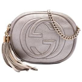Gucci Borsa a tracolla Soho con catena in pelle di vitello granulata metallizzata oro mini