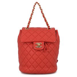 Zaino Chanel Matelassé in agnello arancione scuro