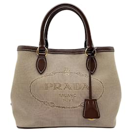 Borsa a tracolla in jacquard con logo Prada