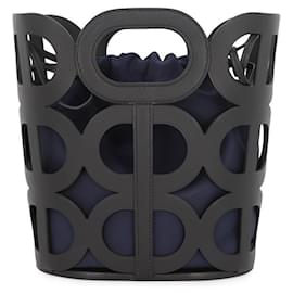 Borsa Hermès Kara in seta nera e blu navy