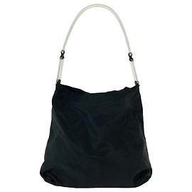 Borsa Hobo in Nylon Tessuto con Placca Logo Prada
