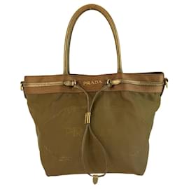 Borsa Tote in Jacquard di Nylon Prada Khaki