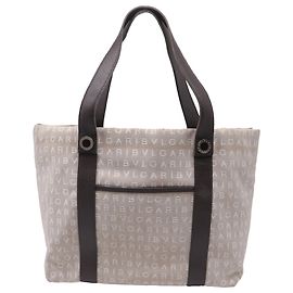 Bulgari Bvlgari Logo Mania Tote aus beigefarbenem Canvas