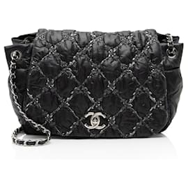 Borsa a tracolla Chanel Lambskin Bubble Quilt Tweed Medium Flap