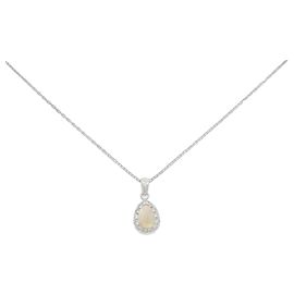 Autre Marque Collana in oro bianco Au750 con opale e diamante