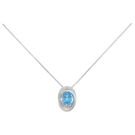Autre Marque Collana con diamante e topazio blu Au750