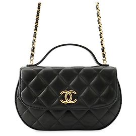 Bolso de hombro Chanel en cuero negro