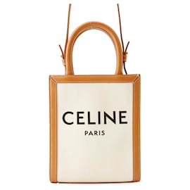 Celine Mini Vertical Cabas Handtasche aus Canvas und Leder - Céline