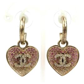 Orecchini pendenti a cuore in oro rosa Chanel