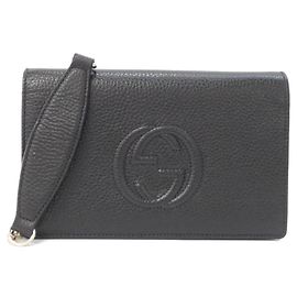 Portafoglio con catena Gucci in pelle nera